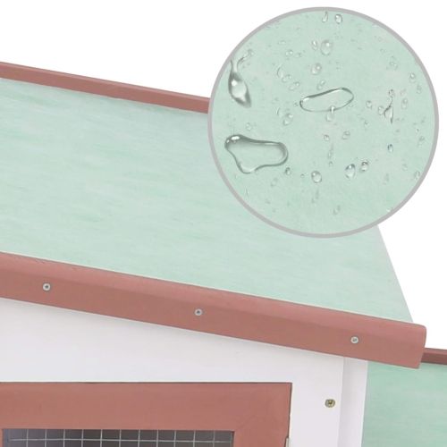 Външна голяма клетка за зайци кафяво и бяло 201x45x85 см дърво