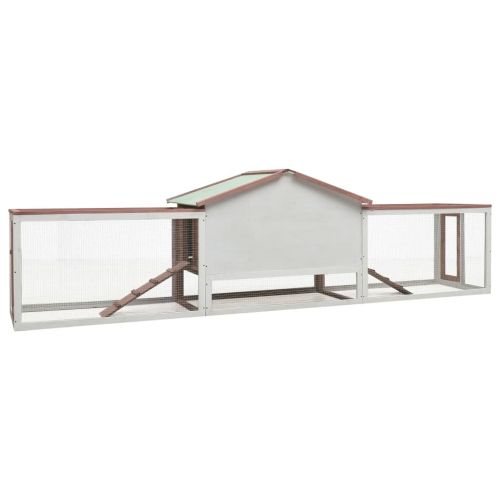 Клетка за зайци, мока, 310x70x87 см, чам и ела масив