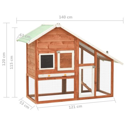 Клетка за зайци, 140x63x120 см, чам масив