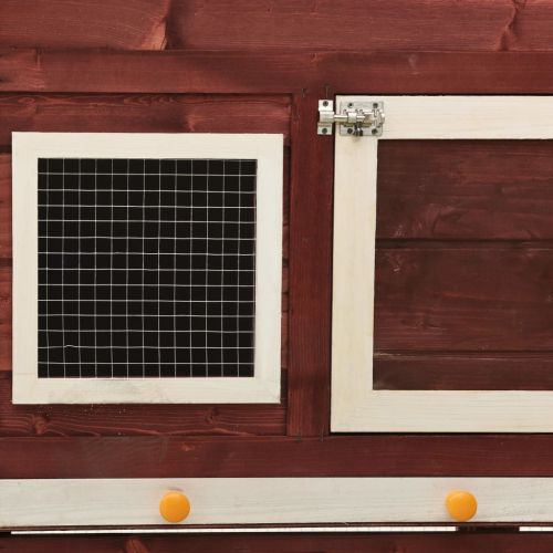 Клетка за зайци, мока и бяло, 140x63x120 см, чам масив