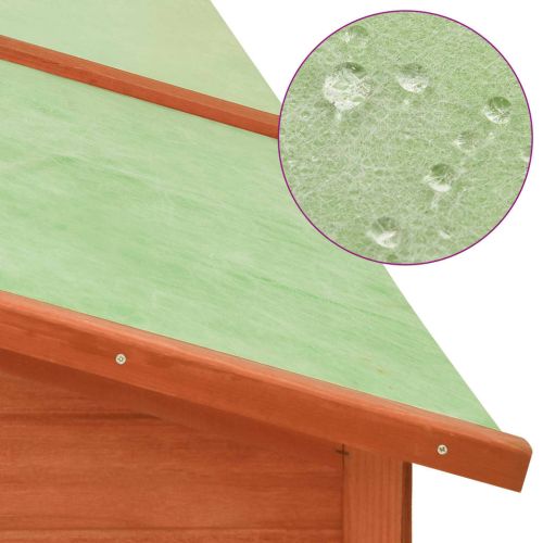 Външна клетка за зайци с пътечка, кафява, чам масив