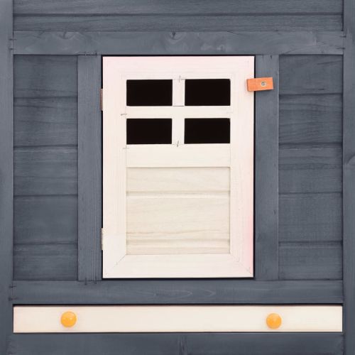 Външна клетка за зайци с пътечка, сиво и бяло, чам масив