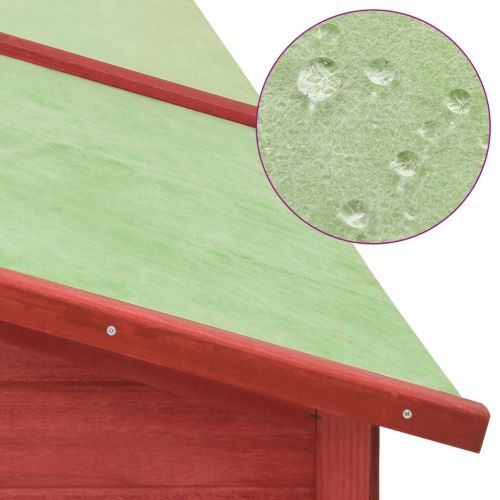 Външна клетка за зайци с пътечка, червено и бяло, чам масив