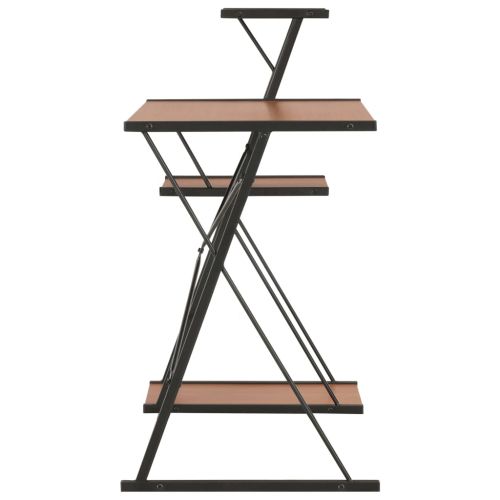 Бюро с рафт, черно и кафяво, 116x50x93 см