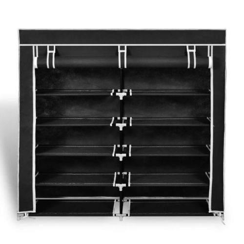 Платнен шкаф за обувки с покривало 115 х 28 х 110 см, черен