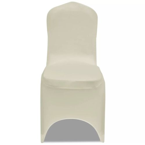 Еластични калъфи за столове, кремави – 6 броя