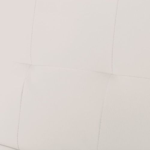 Разтегателен диван с две възглавници, изкуствена кожа, кремав