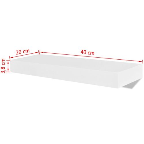 2 бели МДФ плаващи стенни рафтове за съхранение на книги/DVD