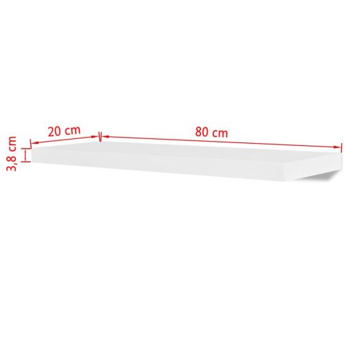 2 бели МДФ плаващи стенни рафтове за съхранение на книги/DVD