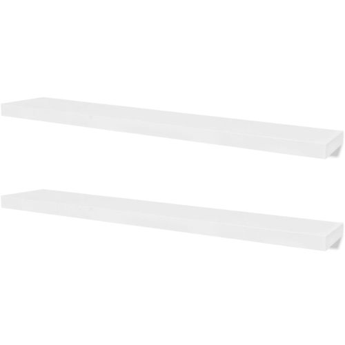 2 бели МДФ плаващи стенни рафтове за съхранение на книги/DVD