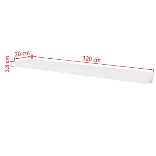 2 бели МДФ плаващи стенни рафтове за съхранение на книги/DVD