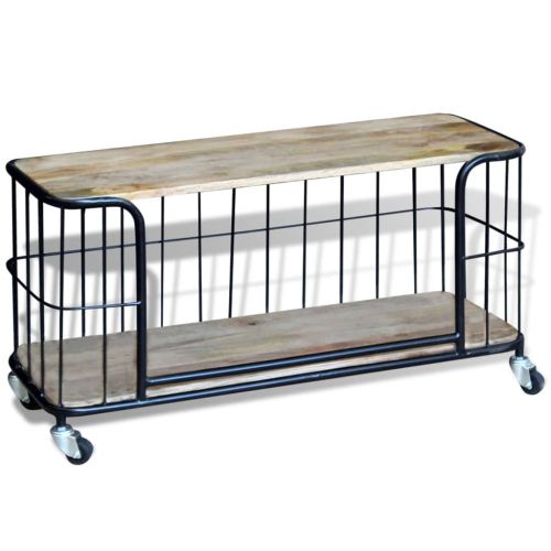 Шкаф за телевизор, твърдо мангово дърво, 100x40x45 cм