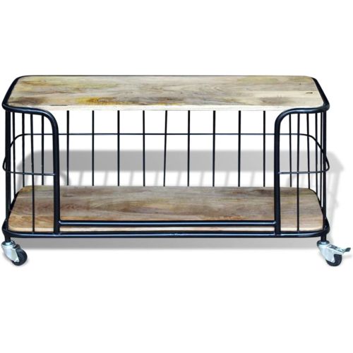 Шкаф за телевизор, твърдо мангово дърво, 100x40x45 cм