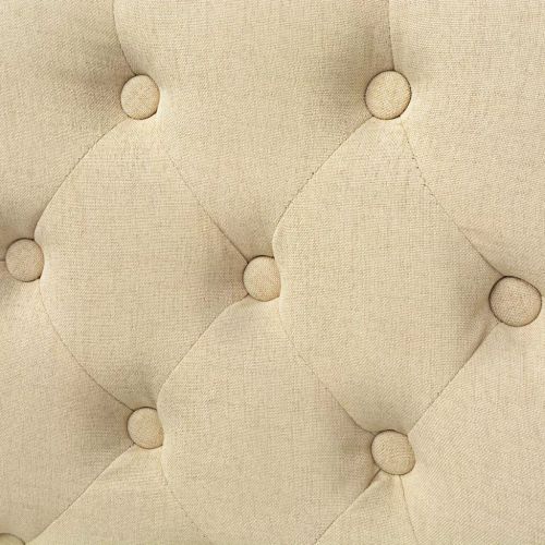 Трапезни столове, 2 бр, кремави, текстил