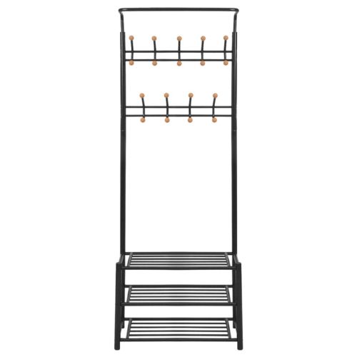 Щендер за дрехи със стелаж за обувки, 68x32x182,5 см черен