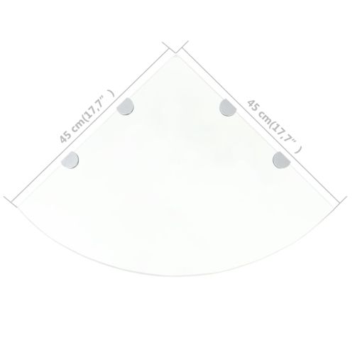 Ъглов рафт с държачи в цвят хром, прозрачно стъкло, 45x45 см