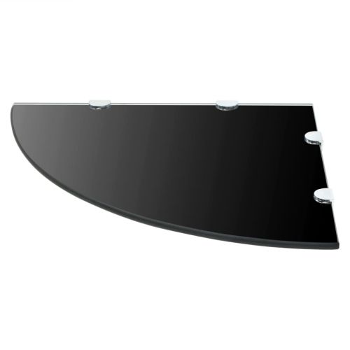 Ъглов рафт от черно стъкло с държачи в цвят хром, 45x45 см