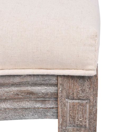 Трапезни столове, 2 бр, кремави, текстил