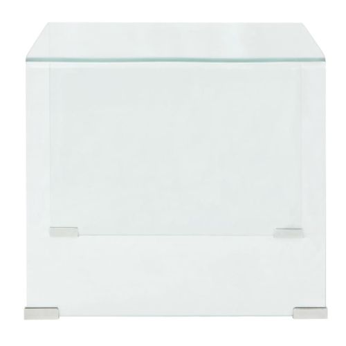 Маса за кафе от закалено стъкло, 49,5x50x45 cм, прозрачна