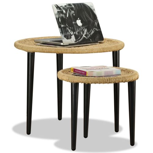 Комплект маси за кафе от 2 части, естествена юта