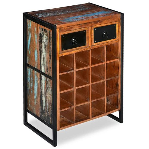 Стойка за вино за 16 бутилки, регенерирана дървесина масив