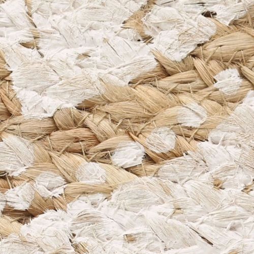 Плетен килим от юта с принт, 90 см, кръгъл