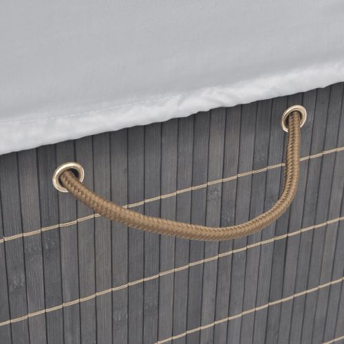 Бамбуков кош за пране, правоъгълен, тъмнокафяв