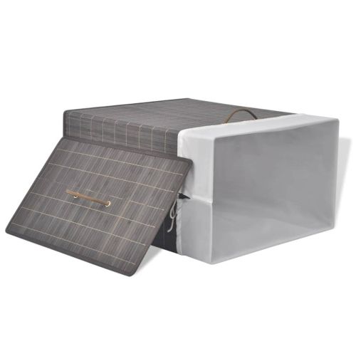 Бамбуков кош за пране, правоъгълен, тъмнокафяв