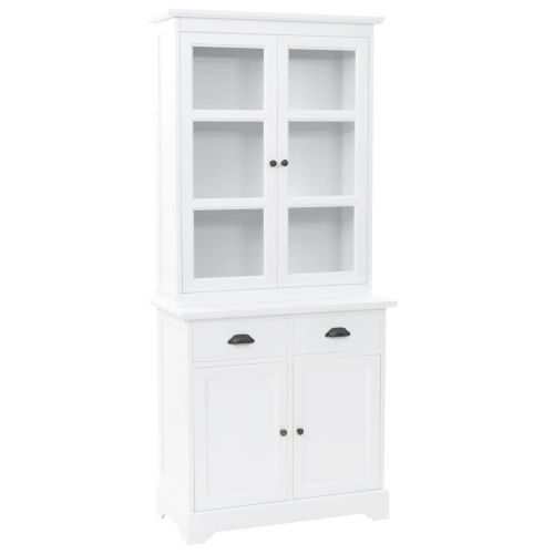 Бюфет с 4 врати, МДФ и борова дървесина, 80x40x180 см