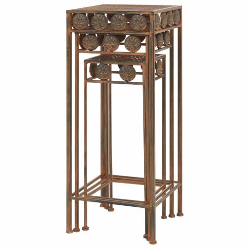 Цветарник, 3 части, винтидж стил, метал, ръждив цвят