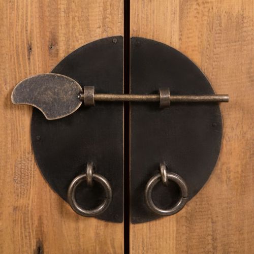 Шкаф за баня, свободностоящ, рециклиран бор масив, 48x32x170 см