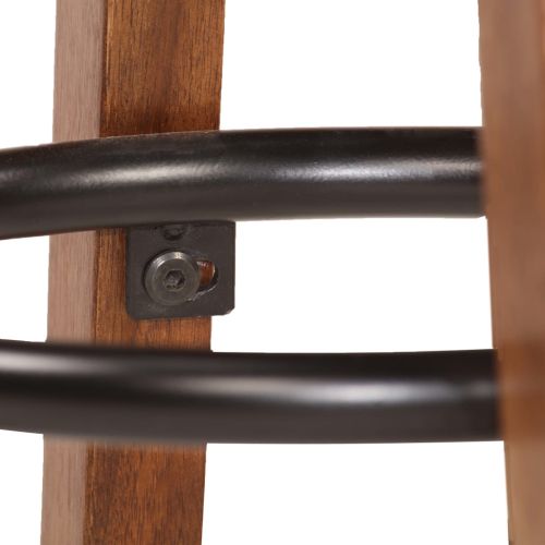 Бар столове, 2 бр, естествена кожа и акациево дърво масив