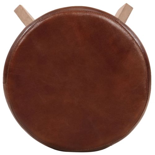 Бар столове, 2 бр, естествена кожа и акациево дърво масив