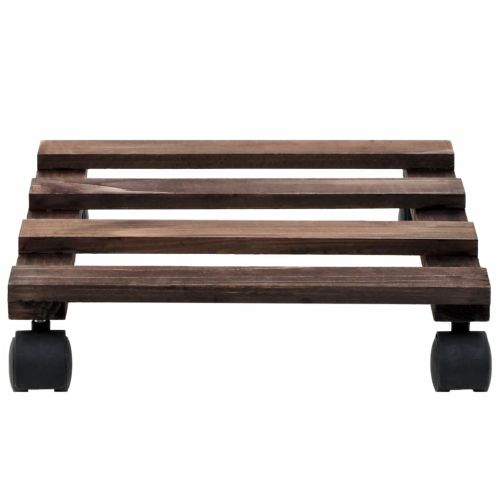 Цветарници на колелца, 4 бр, кедрово дърво, 25x25 см