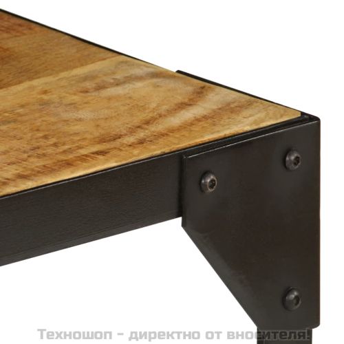 Кафе маса, грубо мангово дърво масив и стомана, 110 см