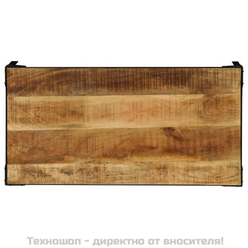 Кафе маса, грубо мангово дърво масив и стомана, 110 см