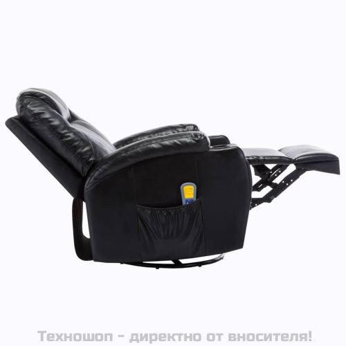 Масажен стол с люлееща функция, черен, изкуствена кожа