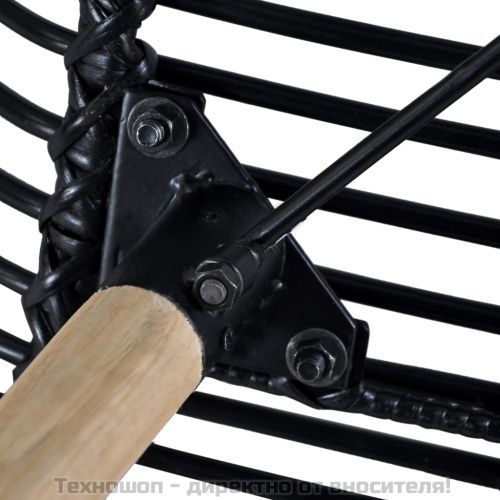 Трапезни столове, 4 бр, черни, естествен ратан