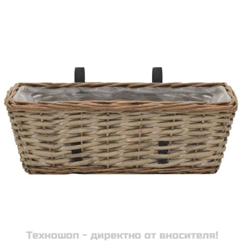 Сандъчета за балкон, 2 бр, ракита, PE облицовка, 40 см