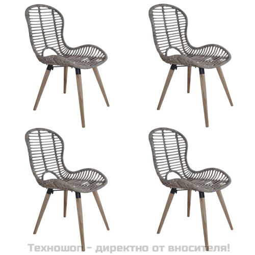 Трапезни столове, 4 бр, кафяви, естествен ратан