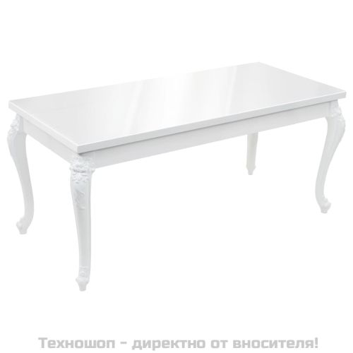 Трапезна маса, 179x89x81 см, висок гланц, бяла