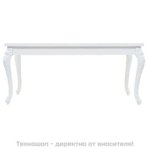 Трапезна маса, 179x89x81 см, висок гланц, бяла