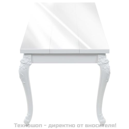Трапезна маса, 179x89x81 см, висок гланц, бяла