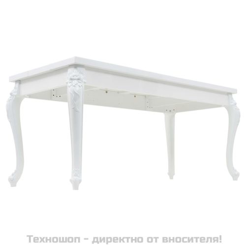 Трапезна маса, 179x89x81 см, висок гланц, бяла
