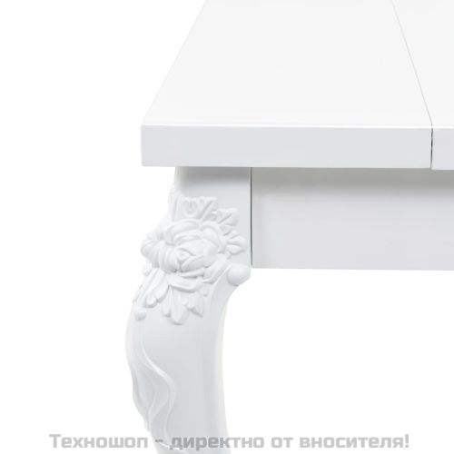 Трапезна маса, 179x89x81 см, висок гланц, бяла