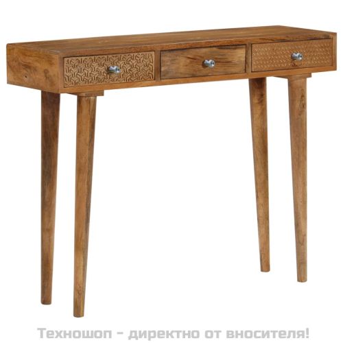 Конзолна маса, мангово дърво масив, 102x30x79 cм