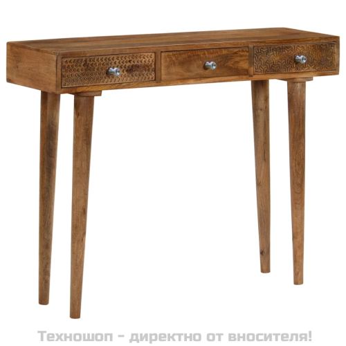 Конзолна маса, мангово дърво масив, 102x30x79 cм