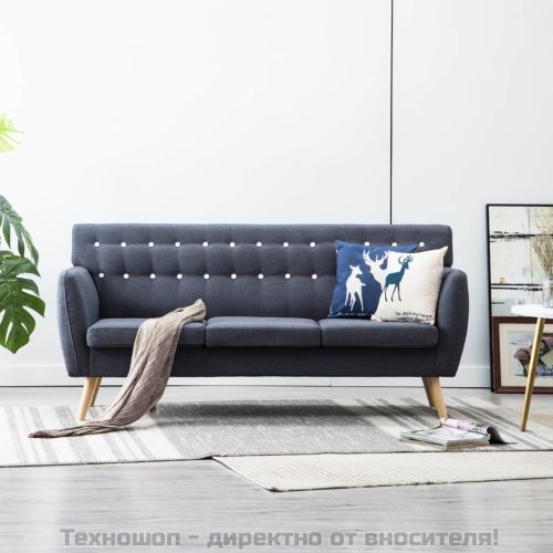3-местен диван тапицерия от текстил 172x70x82 см тъмносив