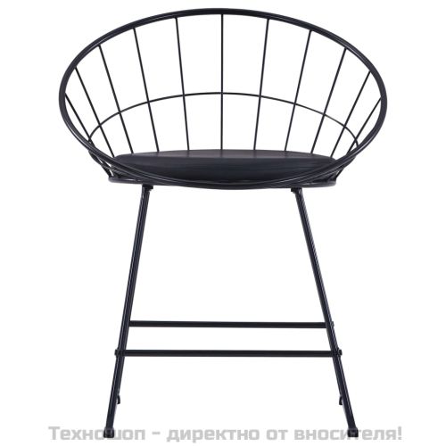 Трапезни столове, седалки изкуствена кожа, 2 бр, черни, стомана