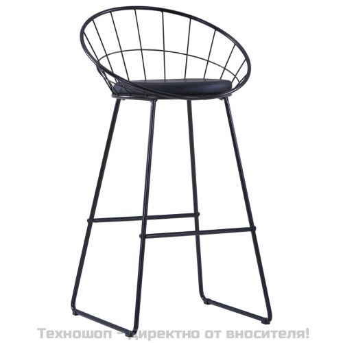 Бар столове, 2 бр, черни, изкуствена кожа